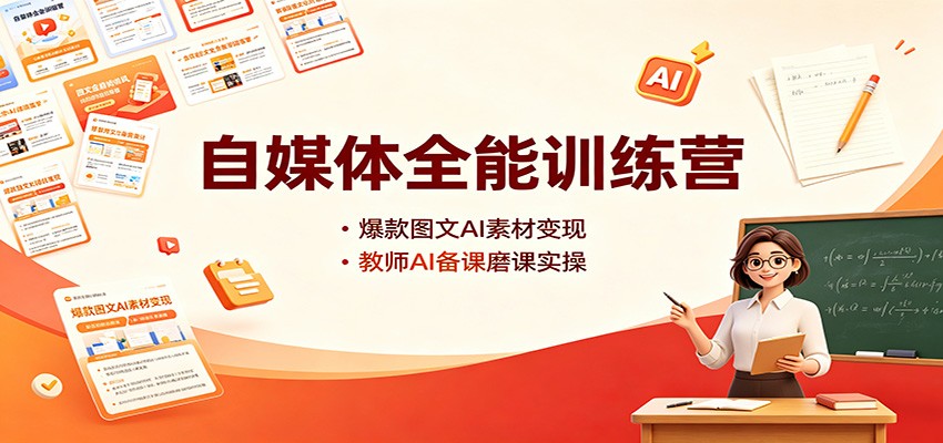 自媒体全能训练营：爆款图文AI素材变现，教师AI备课磨课实操-创业网 - 最新网络创业项目与实战营销教程平台 | cye.cc