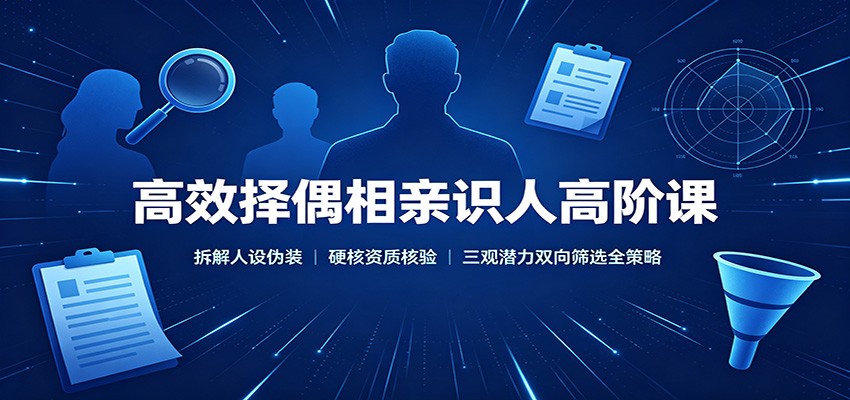 高效择偶相亲识人高阶课：拆解人设伪装，硬核资质核验，三观潜力双向筛选全策略-创业网 - 最新网络创业项目与实战营销教程平台 | cye.cc