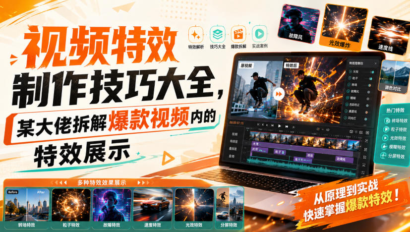视频特效制作技巧大全，某大佬拆解爆款视频内的特效展示-创业网 - 最新网络创业项目与实战营销教程平台 | cye.cc