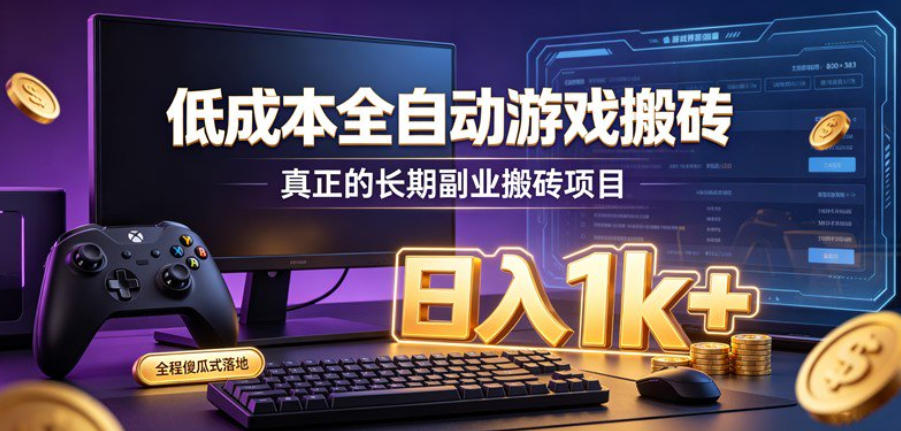 低成本全自动游戏搬砖，真正的长期副业搬砖项目，日入1k+，全程傻瓜式落地【揭秘】-创业网 - 最新网络创业项目与实战营销教程平台 | cye.cc