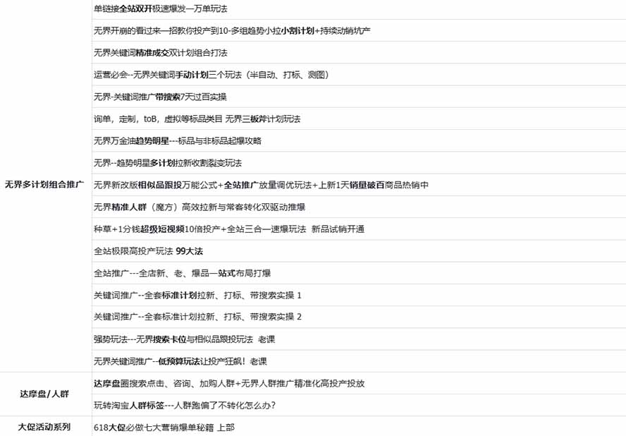 图片[2]-2026淘天开单秘籍PRO实战陪跑课程：全套落地运营玩法，一站式解决淘宝流量低、不出单难题(更新260823-创业网 - 最新网络创业项目与实战营销教程平台 | cye.cc