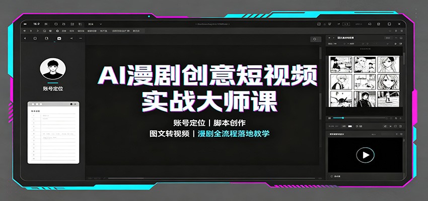 AI漫剧创意短视频实战大师课：账号定位脚本创作，图文转视频，漫剧全流程落地教学-创业网 - 最新网络创业项目与实战营销教程平台 | cye.cc