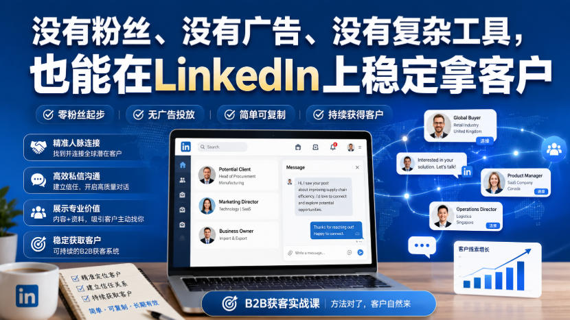 没有粉丝、没有广告、没有复杂工具，也能在LinkedIn上稳定拿客户【原创双语字幕】-创业网 - 最新网络创业项目与实战营销教程平台 | cye.cc