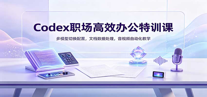 Codex职场高效办公特训课：多模型切换配置，文档数据处理，音视频自动化教学-创业网 - 最新网络创业项目与实战营销教程平台 | cye.cc