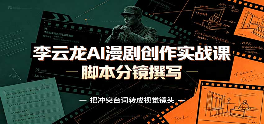 李云龙AI漫剧创作实战课：角色人设还原，脚本分镜撰写，AI漫剧成片完整制作教学-创业网 - 最新网络创业项目与实战营销教程平台 | cye.cc