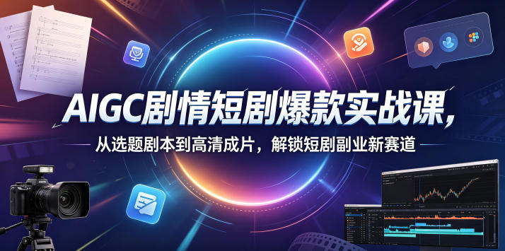 AIGC剧情短剧爆款实战课，从选题剧本到高清成片，解锁短剧副业新赛道(更新0906)-创业网 - 最新网络创业项目与实战营销教程平台 | cye.cc