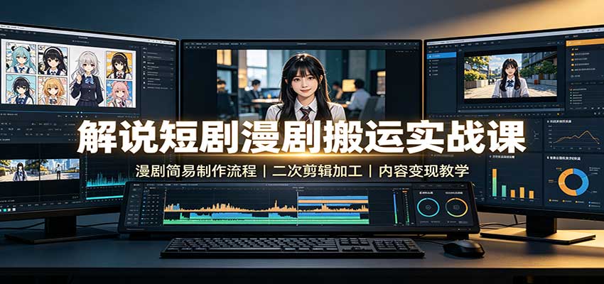 解说短剧漫剧搬运实战课：漫剧简易制作流程，二次剪辑加工，内容变现教学-创业网 - 最新网络创业项目与实战营销教程平台 | cye.cc