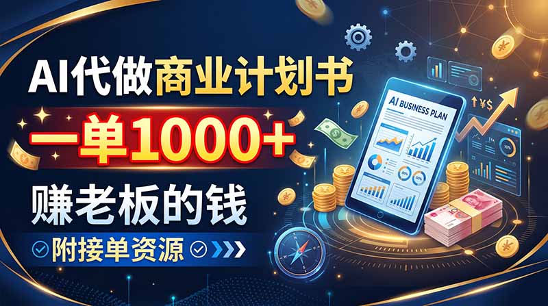AI代做商业计划书，一单1000+，赚老板的钱，附接单资源-创业网 - 最新网络创业项目与实战营销教程平台 | cye.cc