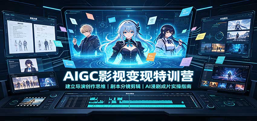 AIGC影视变现特训营：建立导演创作思维，剧本分镜剪辑，AI漫剧成片实操指南-创业网 - 最新网络创业项目与实战营销教程平台 | cye.cc