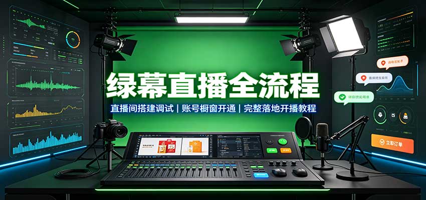 绿幕直播全流程：直播间搭建调试，账号橱窗开通，完整落地开播教程-创业网 - 最新网络创业项目与实战营销教程平台 | cye.cc