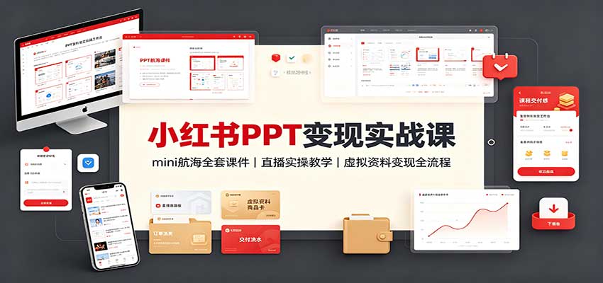 小红书PPT变现实战课：mini航海全套课件+直播实操教学，虚拟资料变现全流程-创业网 - 最新网络创业项目与实战营销教程平台 | cye.cc
