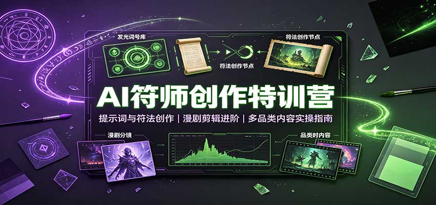 AI符师创作特训营：提示词与符法创作，漫剧剪辑进阶，多品类内容实操指南-创业网 - 最新网络创业项目与实战营销教程平台 | cye.cc