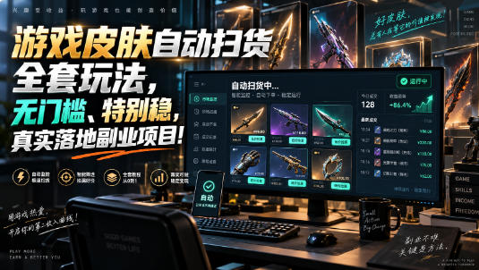 游戏皮肤自动扫货全套玩法，无门槛、特别稳，真实落地副业项目！【揭秘】-创业网 - 最新网络创业项目与实战营销教程平台 | cye.cc