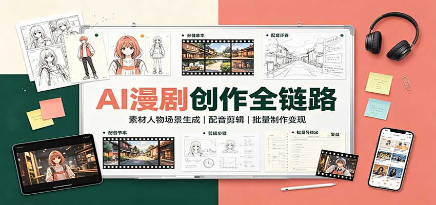 AI漫剧创作全链路：素材人物场景生成，配音剪辑，批量制作变现-创业网 - 最新网络创业项目与实战营销教程平台 | cye.cc
