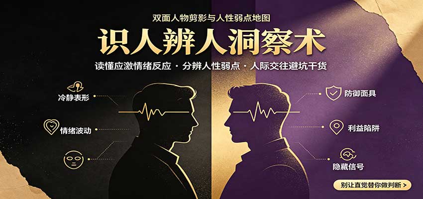 识人辨人终极心法：读懂应激情绪反应，分辨人性弱点，人际交往避坑干货-创业网 - 最新网络创业项目与实战营销教程平台 | cye.cc