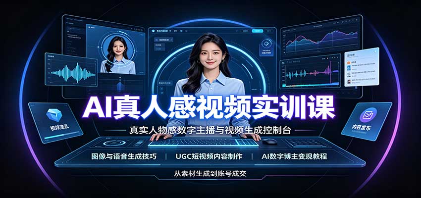 AI真人感视频实训课：图像语音生成，UGC内容制作，AI数字博主变现教程-创业网 - 最新网络创业项目与实战营销教程平台 | cye.cc