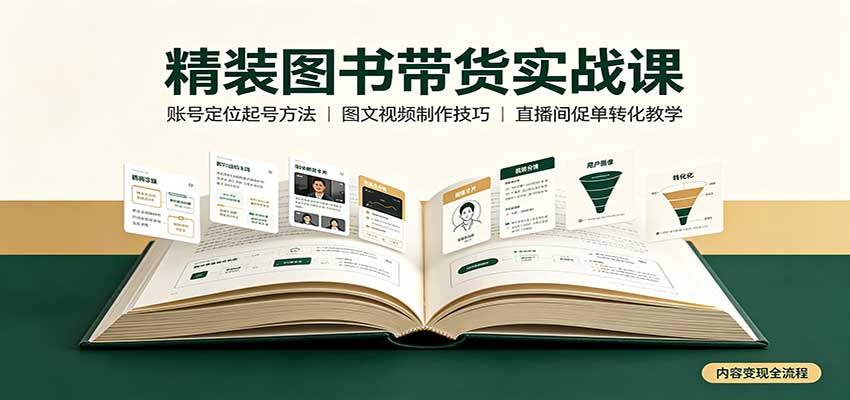精装图书带货实战课：账号定位起号方法，图文视频制作，促单转化教学-创业网 - 最新网络创业项目与实战营销教程平台 | cye.cc