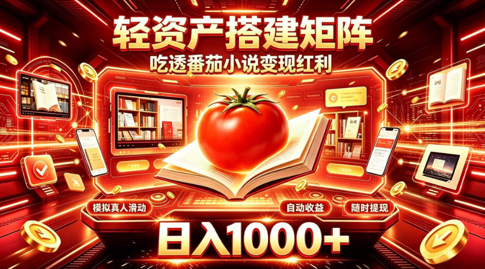 轻资产搭建矩阵，吃透番茄小说变现红利，日入1000+，支持无限矩阵放大【揭秘】-创业网 - 最新网络创业项目与实战营销教程平台 | cye.cc