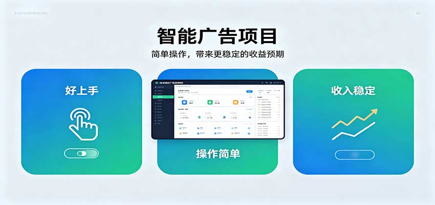 智能广告挂机项目，操作简单上手快，收益稳定可持续。稳定日入300+-创业网 - 最新网络创业项目与实战营销教程平台 | cye.cc