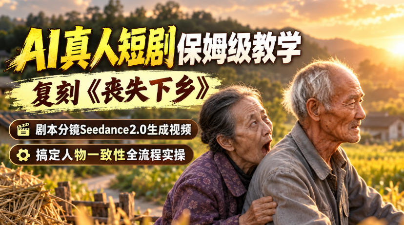 AI真人短剧保姆级教学，复刻《丧失下乡》，剧本分镜Seedance2.0生成视频，搞定人物一致性全流程实操-创业网 - 最新网络创业项目与实战营销教程平台 | cye.cc