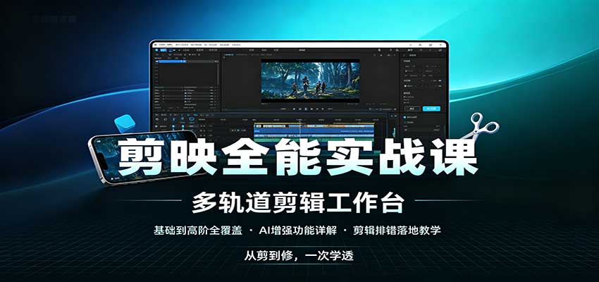 剪映全能实战课：基础到高阶全覆盖，AI增强功能，剪辑排错落地教学-创业网 - 最新网络创业项目与实战营销教程平台 | cye.cc