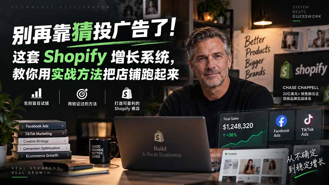 别再靠猜投广告了！这套 Shopify 增长系统，教你用实战方法把店铺跑起来【原创双语字幕】-创业网 - 最新网络创业项目与实战营销教程平台 | cye.cc
