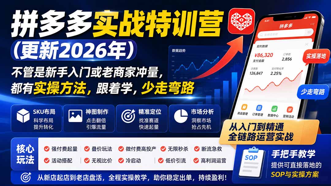 拼多多实战特训营(更新0911-创业网 - 最新网络创业项目与实战营销教程平台 | cye.cc