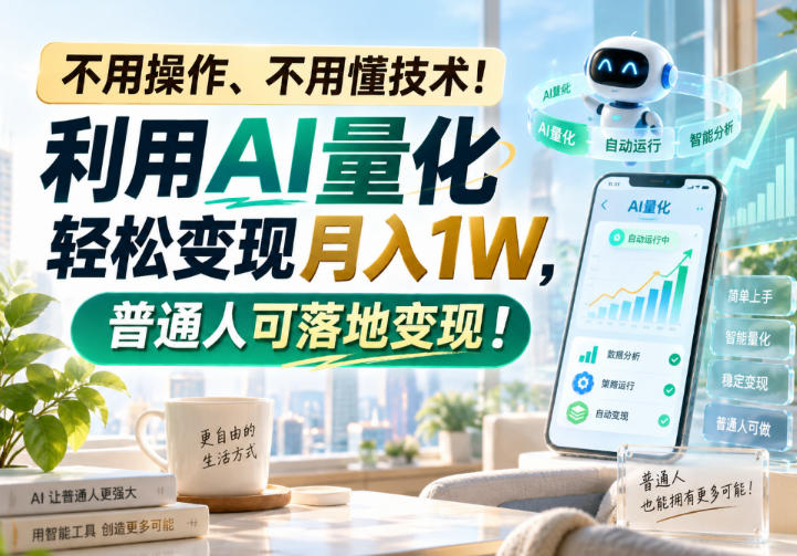 不用操作、不用懂技术！利用AI量化轻松变现月入1W，普通人可落地变现！【揭秘】-创业网 - 最新网络创业项目与实战营销教程平台 | cye.cc