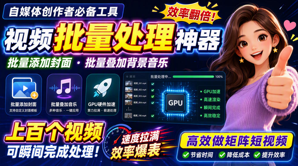 视频批量加封面，把封面添加到视频第一帧，不用剪辑软件批量添加-创业网 - 最新网络创业项目与实战营销教程平台 | cye.cc