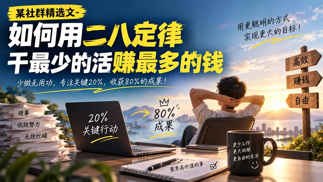 某社群精选文-如何用二八定律干最少的活赚最多的钱-创业网 - 最新网络创业项目与实战营销教程平台 | cye.cc