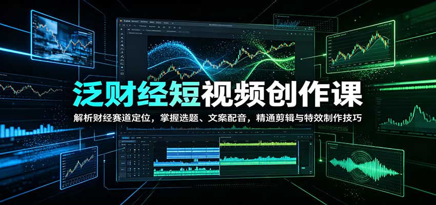 泛财经短视频创作课：解析财经赛道定位，掌握选题、文案配音，精通剪辑与特效制作技巧-创业网 - 最新网络创业项目与实战营销教程平台 | cye.cc