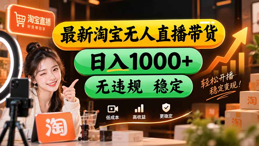 【新技术】淘宝无人直播，独家，日入2K+，无封号，可矩阵，长期稳定-创业网 - 最新网络创业项目与实战营销教程平台 | cye.cc