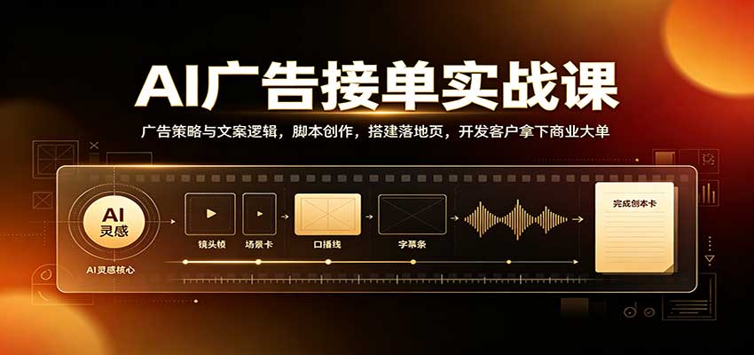 AI广告接单实战：广告策略与文案逻辑，脚本创作，搭建落地页，开发客户拿下商业大单-创业网 - 最新网络创业项目与实战营销教程平台 | cye.cc