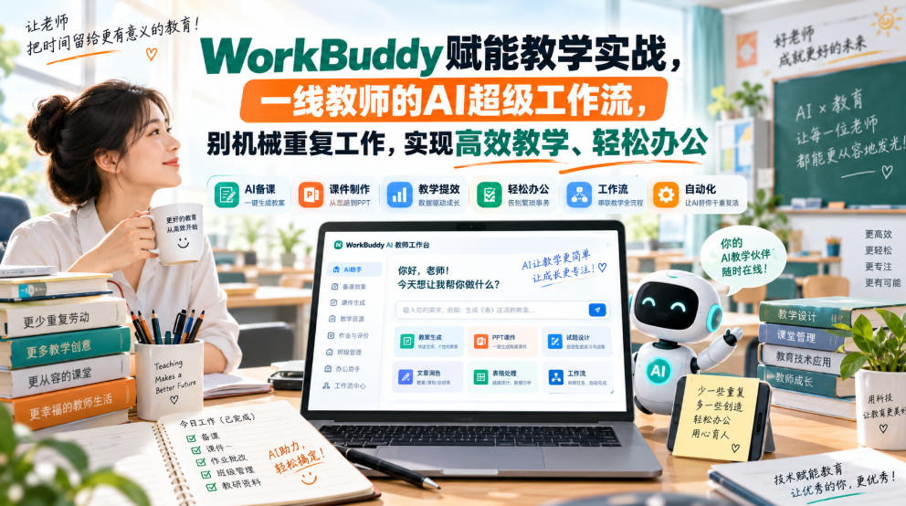 WorkBuddy赋能教学实战，一线教师的AI超级工作流，别机械重复工作，实现高效教学、轻松办公-创业网 - 最新网络创业项目与实战营销教程平台 | cye.cc