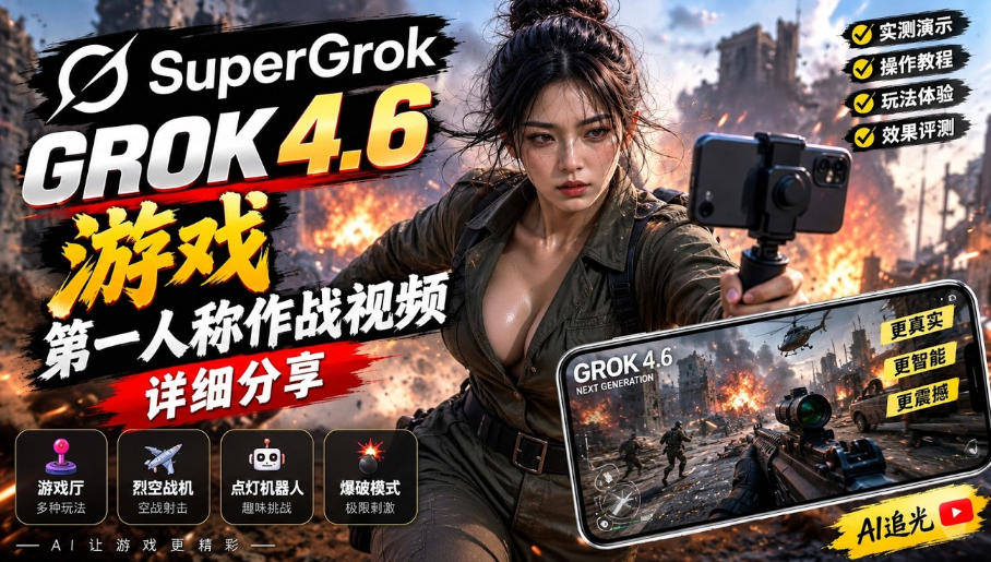 Grok 4.6也能做游戏？第一人称作战视频实测｜玩法详细讲解-创业网 - 最新网络创业项目与实战营销教程平台 | cye.cc