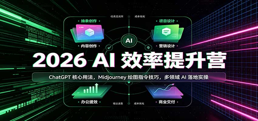 2026 AI效率提升营：ChatGPT核心用法，Midjourney绘图指令技巧，多领域AI落地实操-创业网 - 最新网络创业项目与实战营销教程平台 | cye.cc
