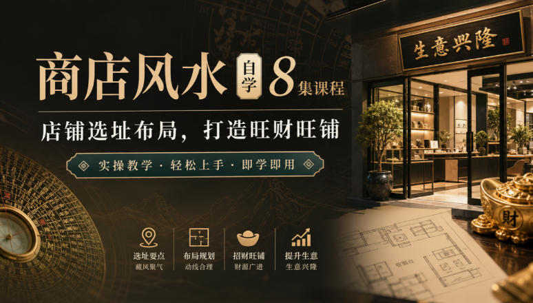 商店风水自学8集课程｜店铺选址布局，打造旺财旺铺实操教学-创业网 - 最新网络创业项目与实战营销教程平台 | cye.cc