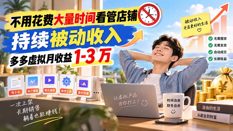 不用花费大量时间看管店铺，持续被动收入，多多虚拟月收益 1-3 万-创业网 - 最新网络创业项目与实战营销教程平台 | cye.cc
