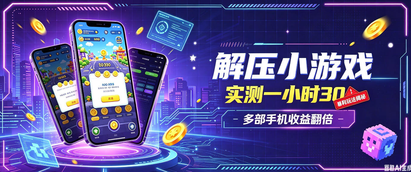 小游戏全流程玩法，实测一小时搞30，简单无脑解压，当天做当天就能看到进账，直接冲就行【揭秘】-创业网 - 最新网络创业项目与实战营销教程平台 | cye.cc