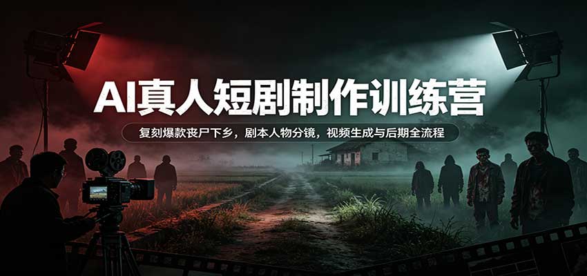 AI真人短剧制作训练营：复刻爆款丧尸下乡，剧本人物分镜，视频生成与后期全流程-创业网 - 最新网络创业项目与实战营销教程平台 | cye.cc