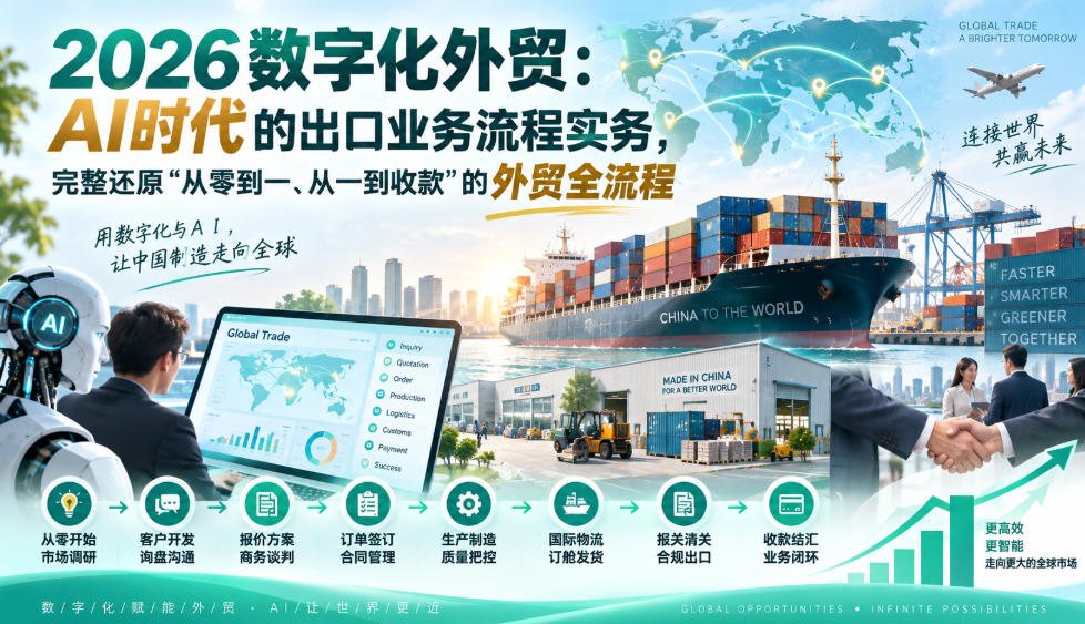 2026数字化外贸：AI时代的出口业务流程实务，完整还原”从零到一、从一到收款”的外贸全流程-创业网 - 最新网络创业项目与实战营销教程平台 | cye.cc