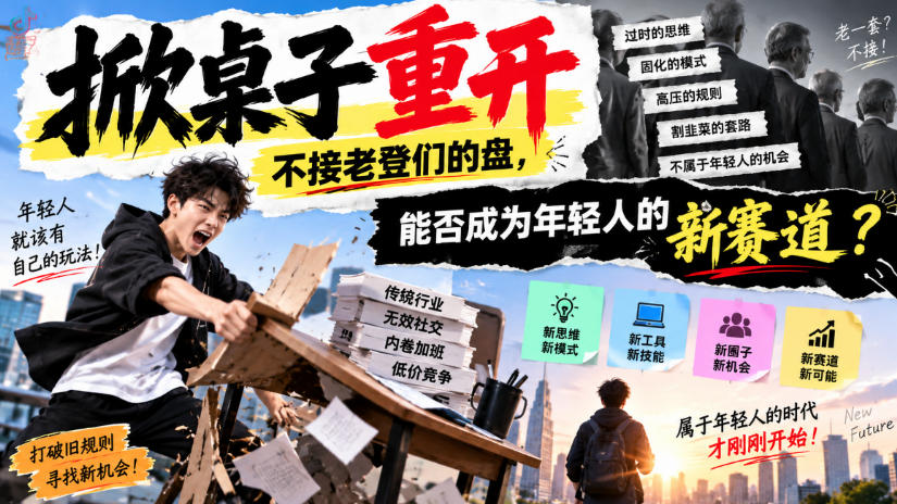 某公众号付费文章：掀桌子重开，不接老登们的盘，能否成为年轻人的新赛道？-创业网 - 最新网络创业项目与实战营销教程平台 | cye.cc