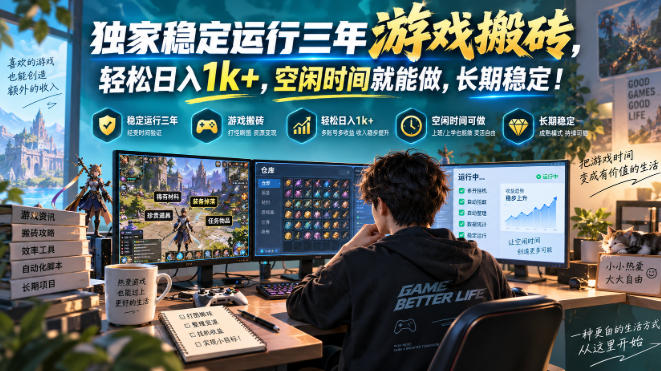 独家稳定运行三年游戏搬砖，轻松日入1k+，空闲时间就能做，长期稳定！【揭秘】-创业网 - 最新网络创业项目与实战营销教程平台 | cye.cc