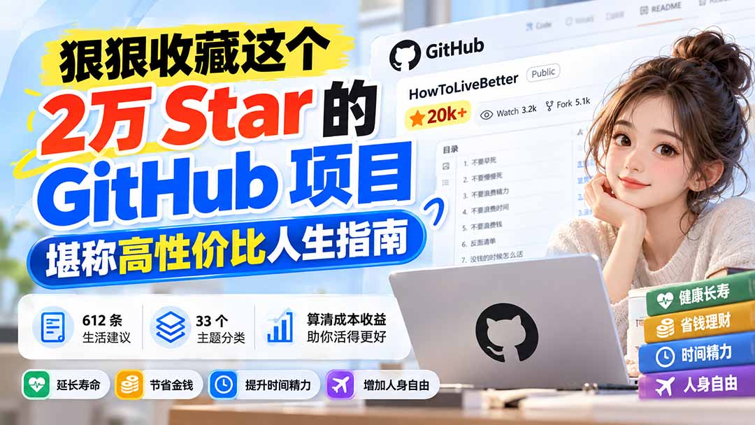 狠狠收藏这个 2 万 Star 的 GitHub 项目，堪称高性价比人生指南。-创业网 - 最新网络创业项目与实战营销教程平台 | cye.cc
