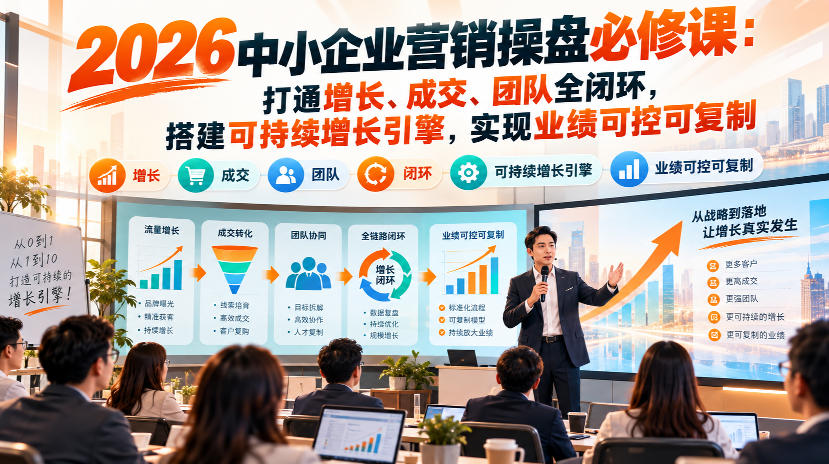 2026中小企业营销操盘必修课：打通增长、成交、团队全闭环，搭建可持续增长引擎，实现业绩可控可复制-创业网 - 最新网络创业项目与实战营销教程平台 | cye.cc