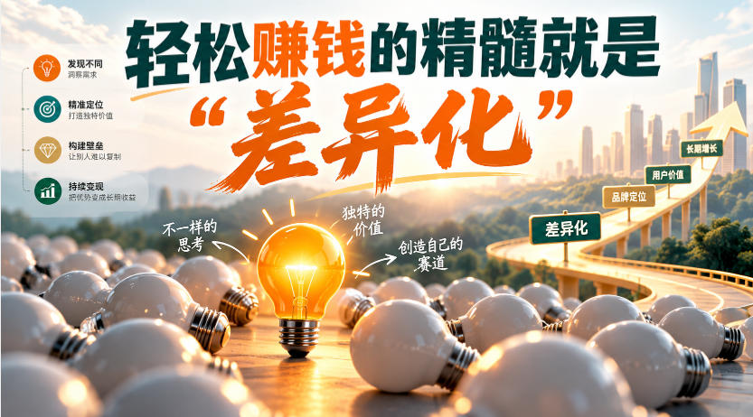 某公众号付费文章：轻松賺钱的精髓就是“差异化”-创业网 - 最新网络创业项目与实战营销教程平台 | cye.cc