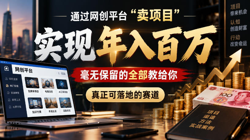 通过网创平台“卖项目”实现年入100w，毫无保留的全部教给你，真正可落地的赛道【揭秘】-创业网 - 最新网络创业项目与实战营销教程平台 | cye.cc