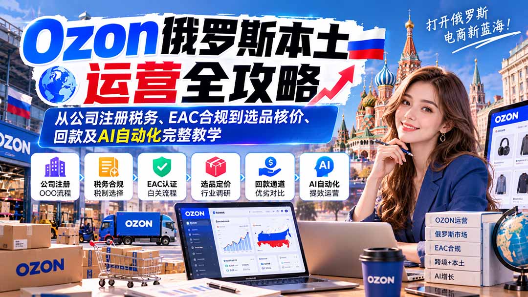 Ozon俄罗斯本土运营全攻略：从公司注册税务、EAC合规到选品核价、回款及AI自动化完整教学-创业网 - 最新网络创业项目与实战营销教程平台 | cye.cc