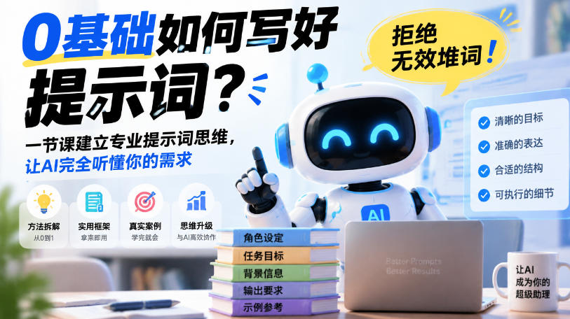 0基础如何写好提示词，拒绝无效堆词！一节课建立专业提示词思维，让AI完全听懂你的需求-创业网 - 最新网络创业项目与实战营销教程平台 | cye.cc