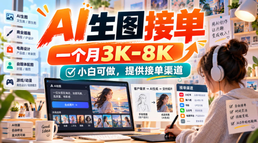 AI生图接单，一个月3K-8K，小白可做，提供接单渠道-创业网 - 最新网络创业项目与实战营销教程平台 | cye.cc